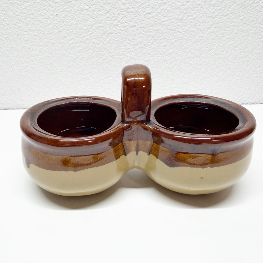 Vintage Ceramic Dual Condiment Caddy Pots